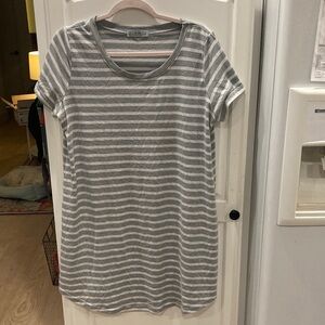 Cotton On grey and white striped short sleeve dress Large